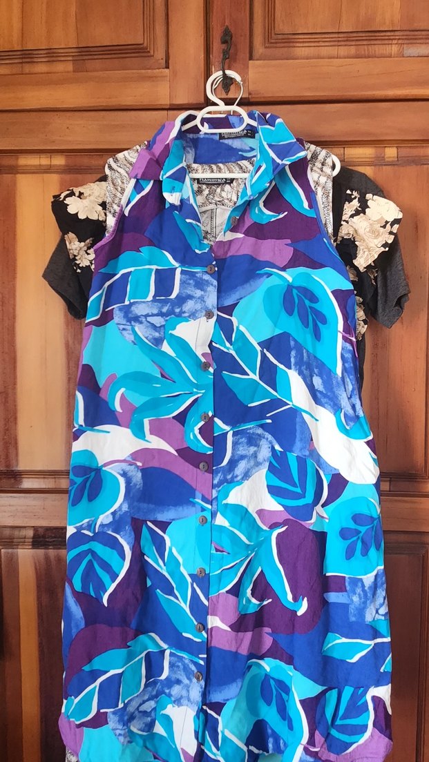 Düğmeli Mavi Bağlamalı Desenli Hamile Tunik - Görsel 3