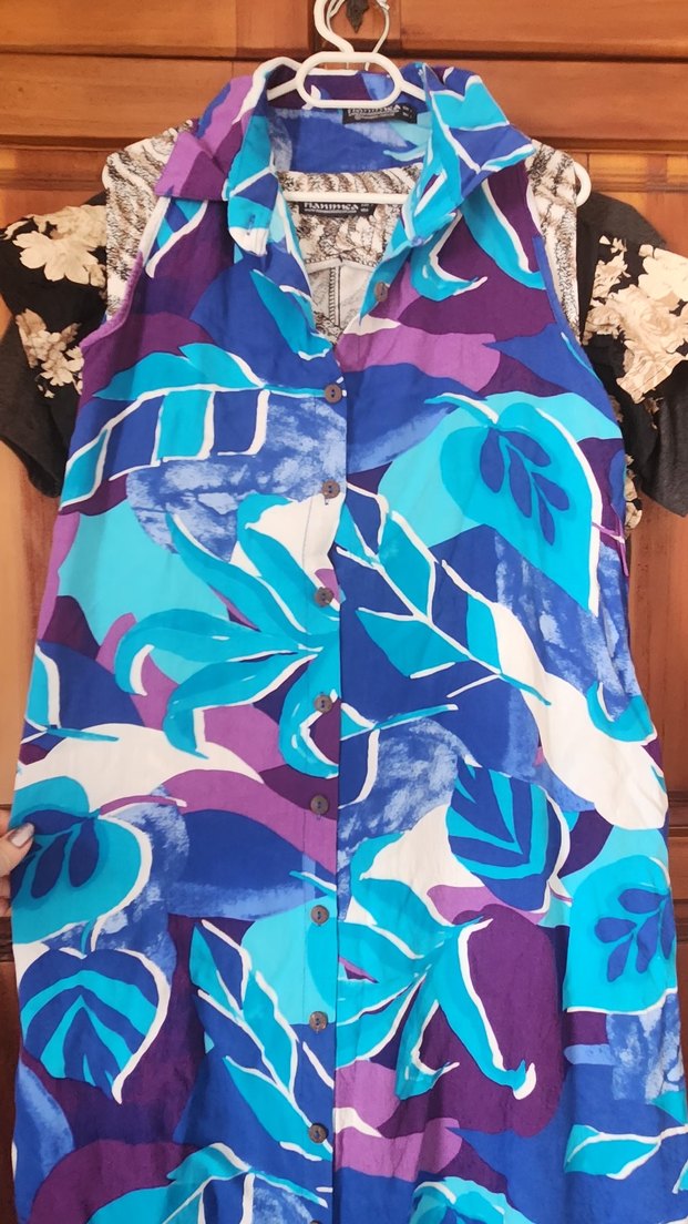 Düğmeli Mavi Bağlamalı Desenli Hamile Tunik - Görsel 4