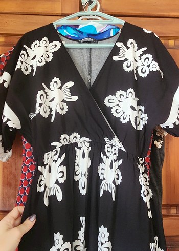 Siyah Beyaz Desenli Bohem Uzun Elbise - Görsel 3