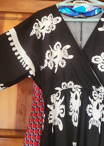 Siyah Beyaz Desenli Bohem Uzun Elbise - Görsel 5