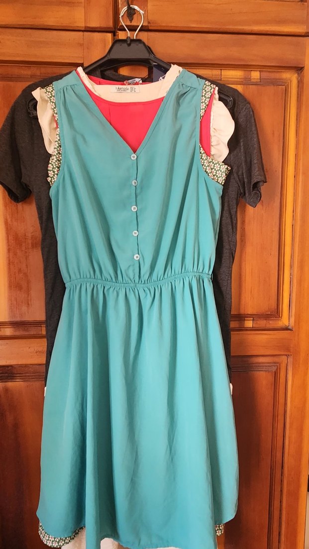 Düğmeli V Yaka Turkuaz Hamile Bluzu - Görsel 2