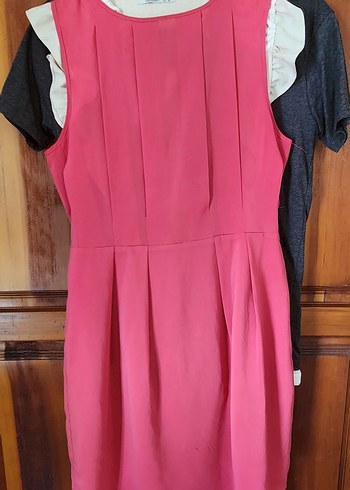 Pembe Pilili Straplez Midi Elbise