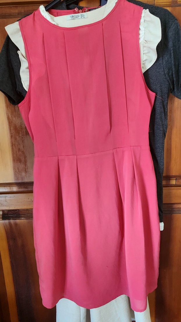 Pembe Pilili Straplez Midi Elbise - Görsel 2