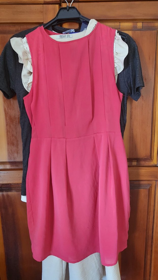 Pembe Pilili Straplez Midi Elbise - Görsel 3