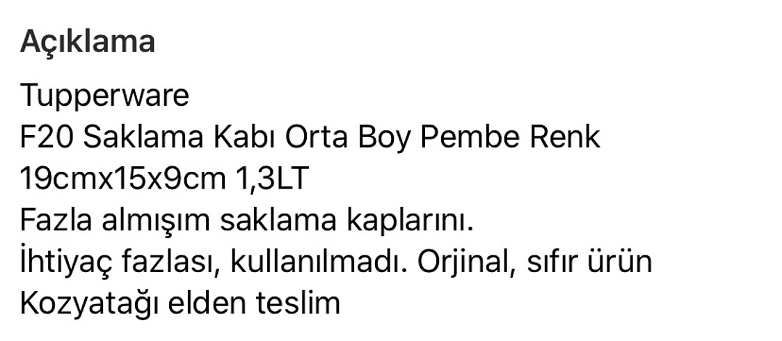  Beden Tupperware saklama kabı