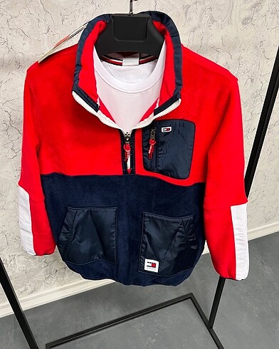 xxl Beden kırmızı Renk TOMMY HİLFİGER YARIM FERMUARLI SWETSHİRT