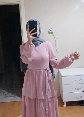 36 Beden Gül kurusu elbise