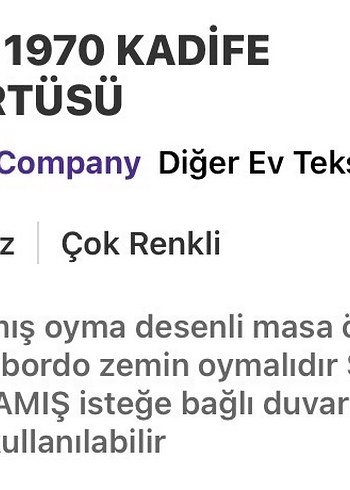 1970 KADİFE MASA/DUVAR ÖRTÜSÜ - Görsel 3