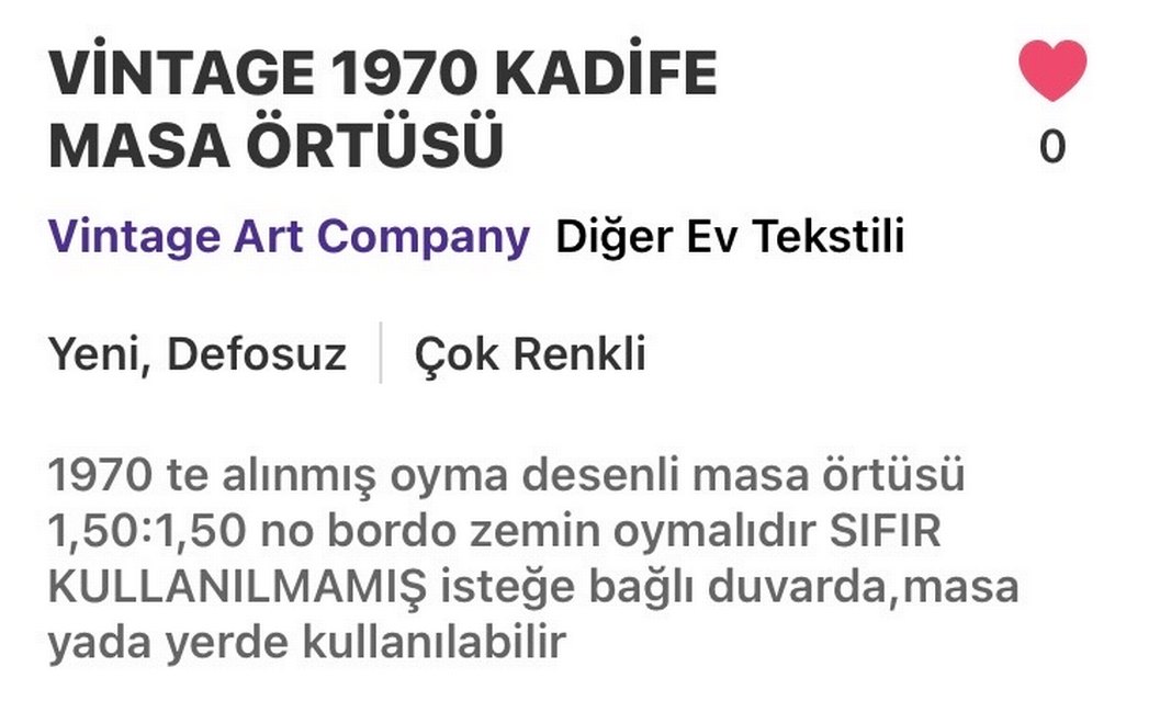 1970 KADİFE MASA/DUVAR ÖRTÜSÜ - Görsel 3