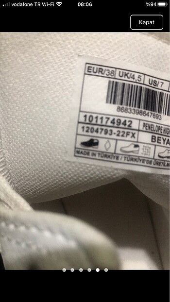 38 Beden beyaz Renk POLO CONVERSE 38
