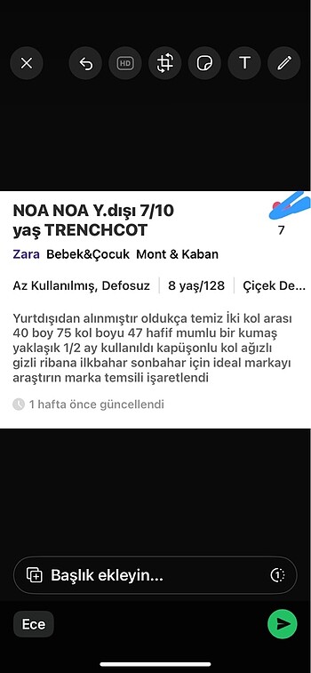 NOA NOA KIZ ÇOCUK TRENÇKOT - Görsel 5