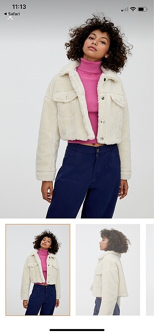 Peluş crop ceket