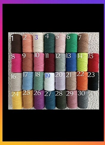 Diğer Makrome ipi 3mm 250 gr pamuk