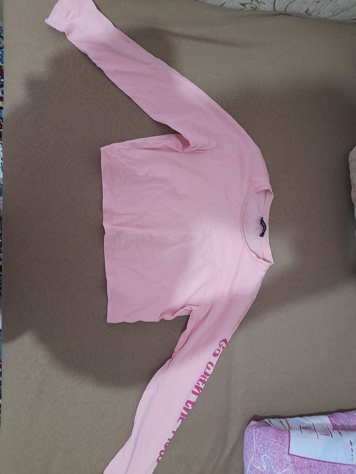 Kız Çocuk Pembe Uzun Kollu Dar Kesim Tişört - Görsel 2