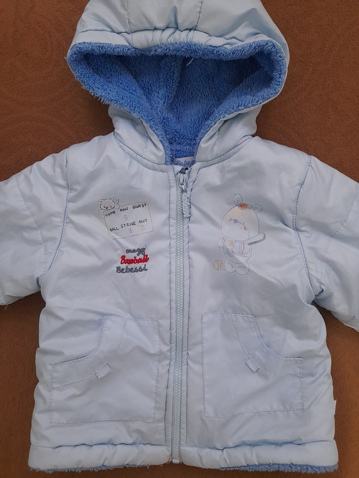 Mavi Kapüşonlu Erkek Çocuk Mont - Görsel 4