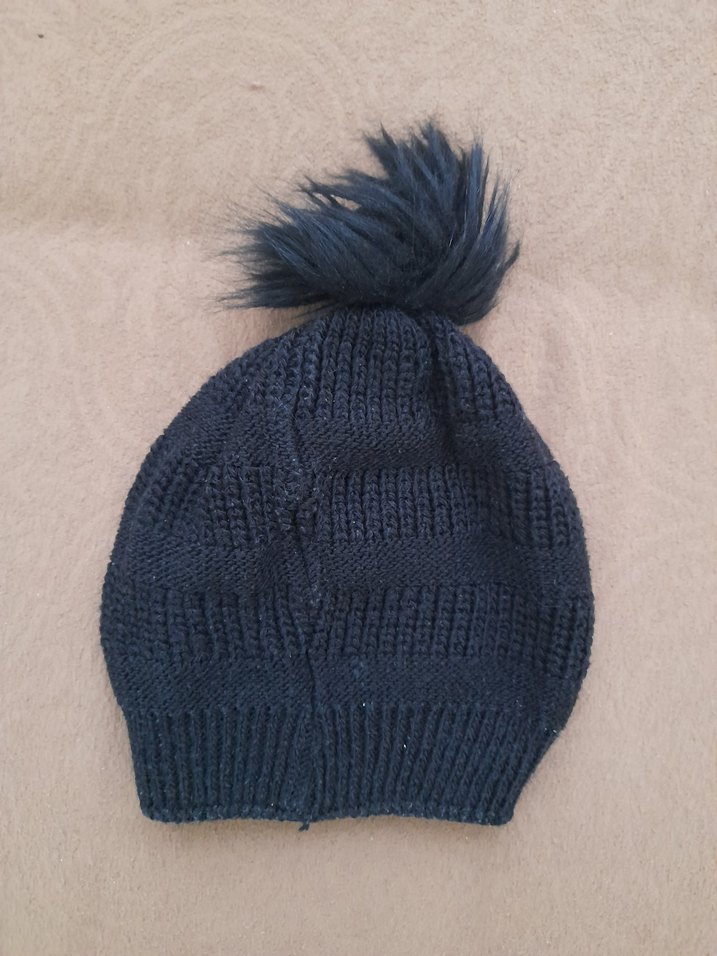 Kadın siyah Örgü Bere Ponponlu - Görsel 3