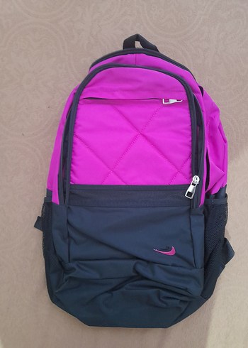 Fermuarlı Pembe Siyah Kadın Sırt Çantası - Görsel 2