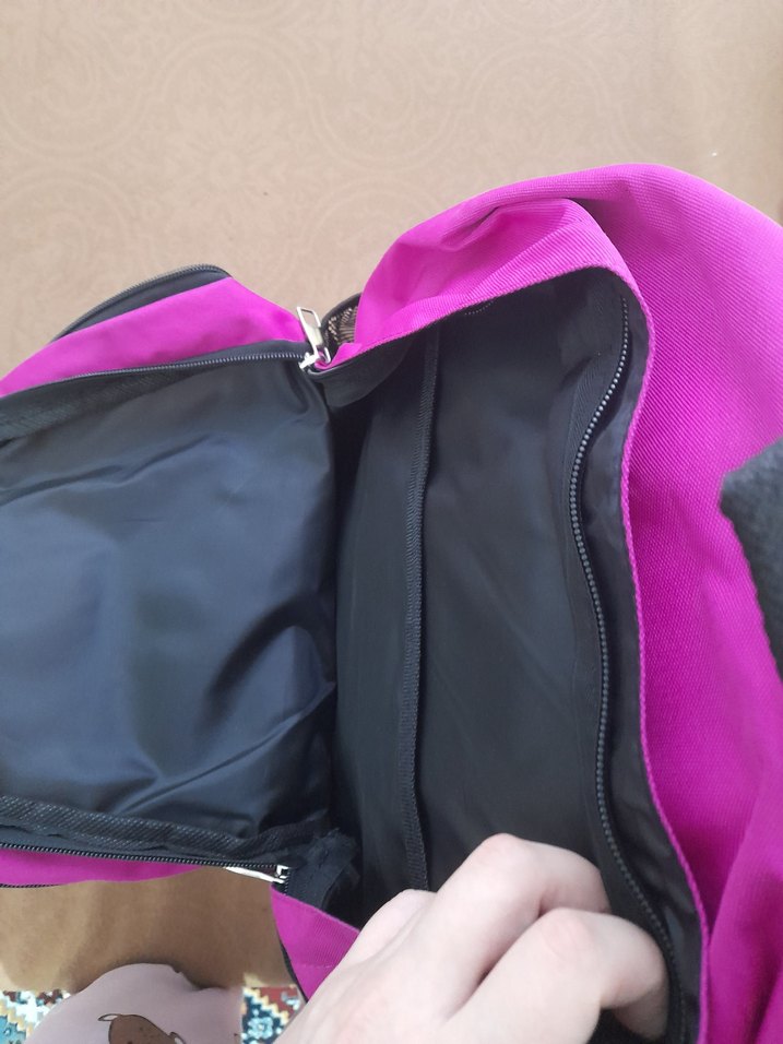 Fermuarlı Pembe Siyah Kadın Sırt Çantası - Görsel 5