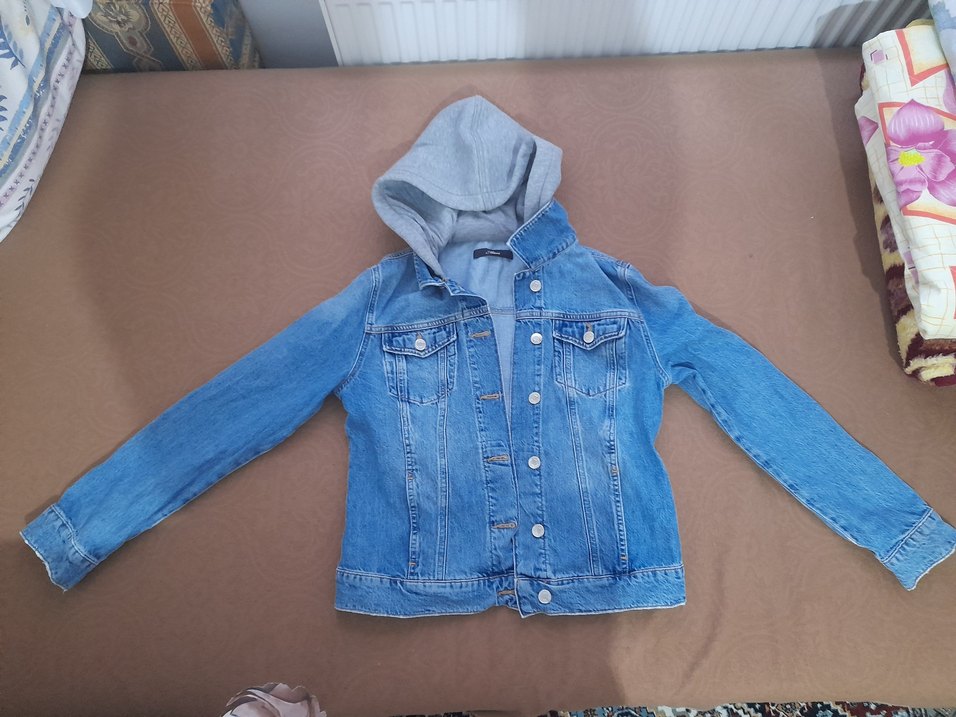 Düğmeli Mavi Kadın Denim Ceket bikac kez kullanıldi - Görsel 5