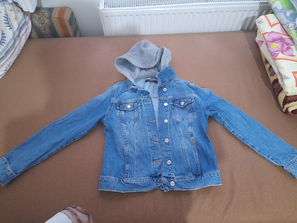 Düğmeli Mavi Kadın Denim Ceket bikac kez kullanıldi - Görsel 2