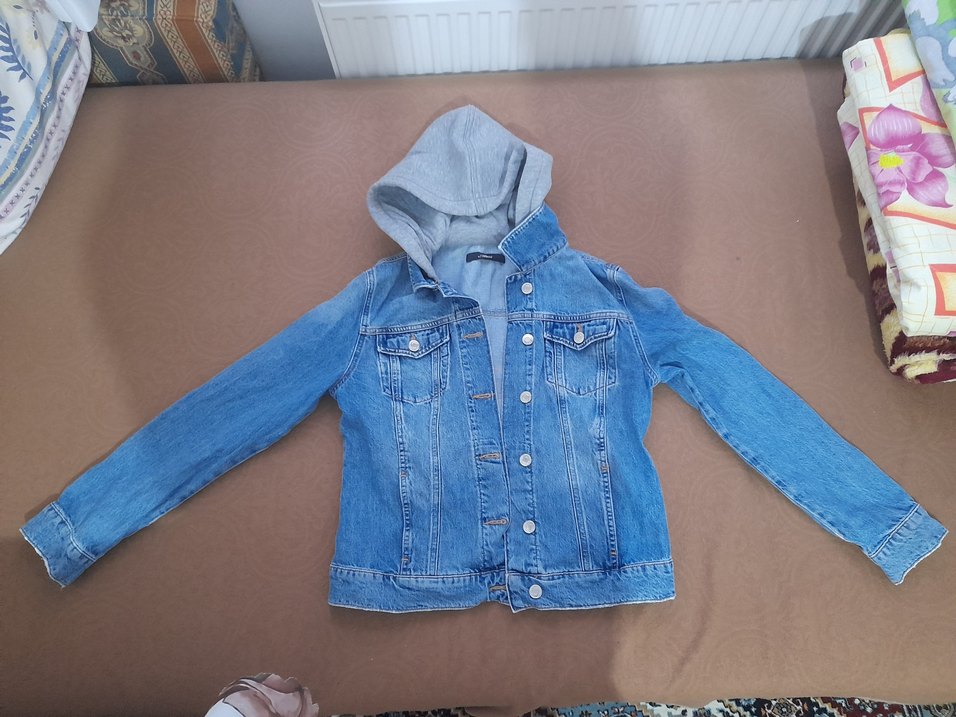 Düğmeli Mavi Kadın Denim Ceket bikac kez kullanıldi - Görsel 4