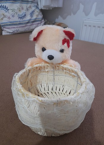 Krem Renkli Peluş Oyuncak Ayı Sepetli az kullanıldı - Görsel 2