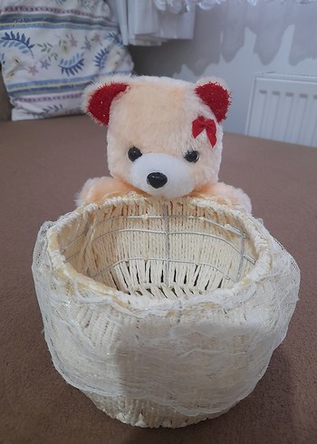 Krem Renkli Peluş Oyuncak Ayı Sepetli az kullanıldı - Görsel 4