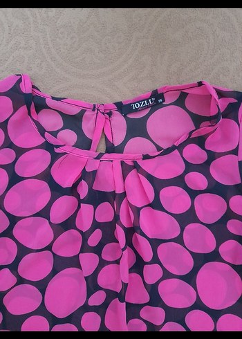 renkli Desenli Kısa Kollu Bluz - Görsel 3