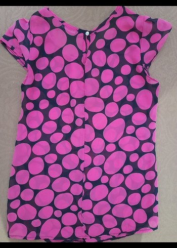 renkli Desenli Kısa Kollu Bluz - Görsel 5