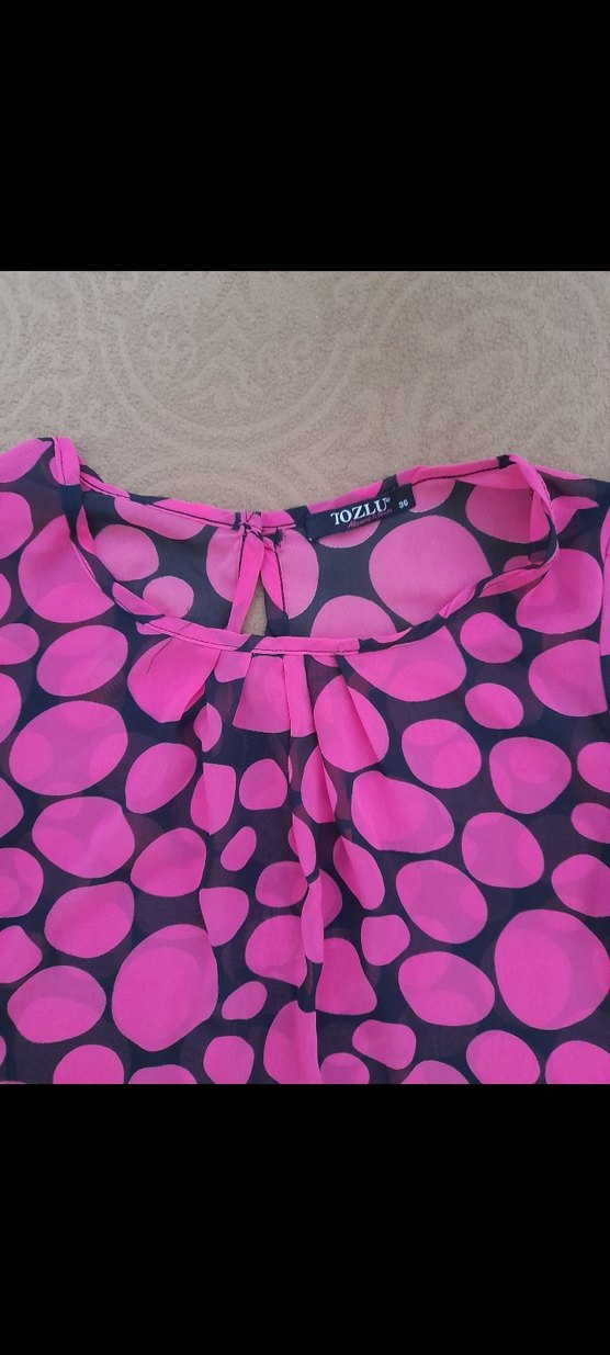 renkli Desenli Kısa Kollu Bluz - Görsel 3