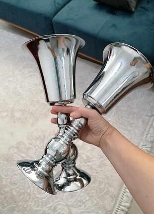 Metal gümüş vazo 
