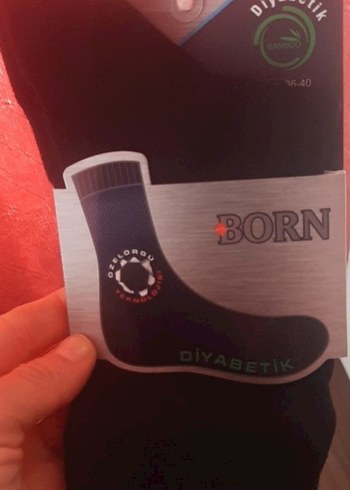  Beden BORN Siyah Diyabetik Erkek Çorap 2 x adet