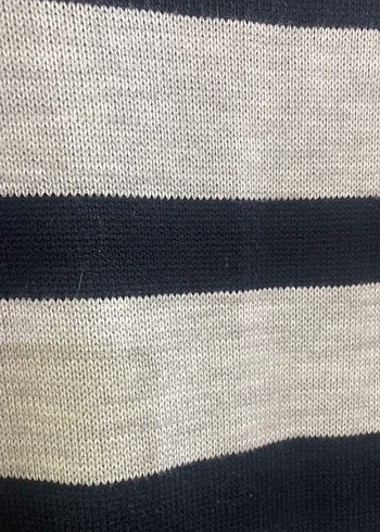 m Beden gri Renk Kadın Gri Çizgili Uzun Triko Elbise