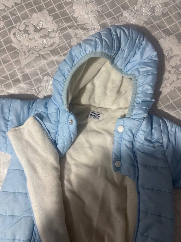 Fermuarlı Mavi Erkek Bebek Kış Tulumu - Görsel 2