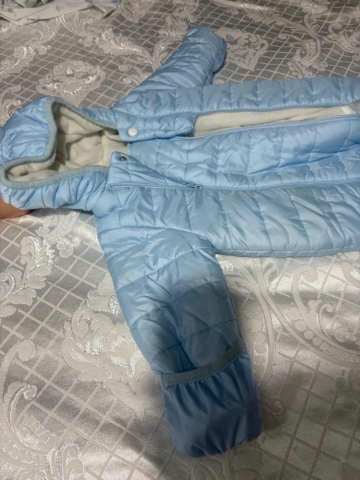 Fermuarlı Mavi Erkek Bebek Kış Tulumu - Görsel 4