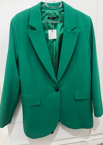 Kadın Yeşil Uzun Blazer Ceket ve Pantolon Set Takım - Görsel 2