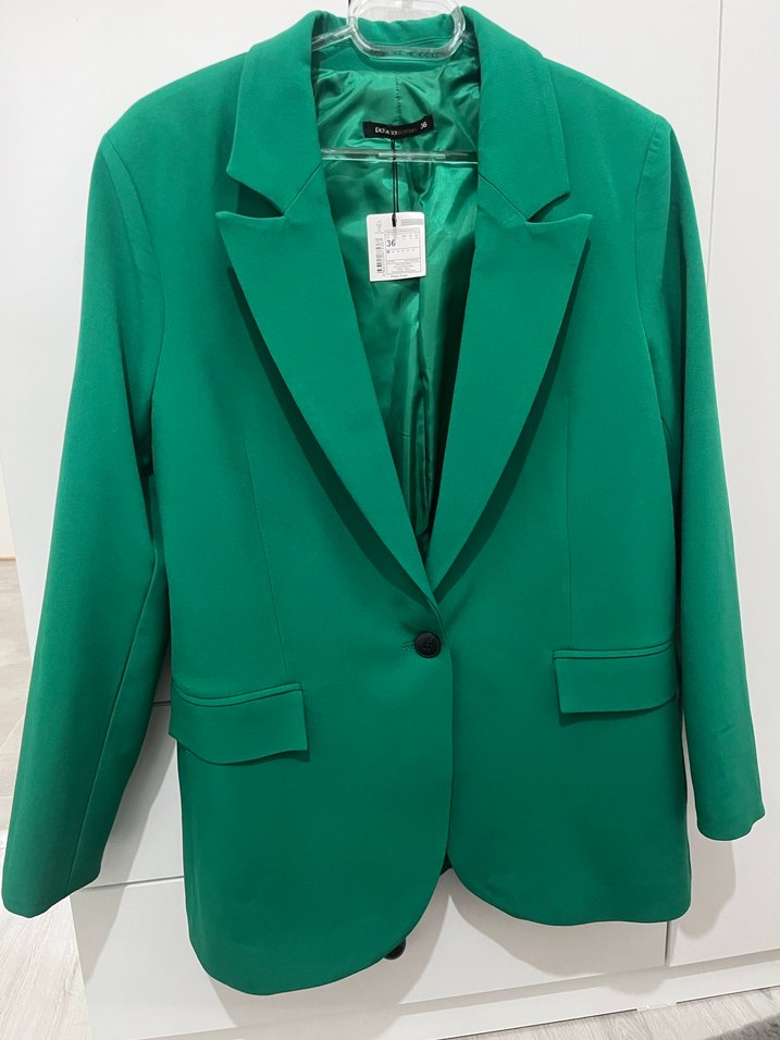 Kadın Yeşil Uzun Blazer Ceket ve Pantolon Set Takım - Görsel 2