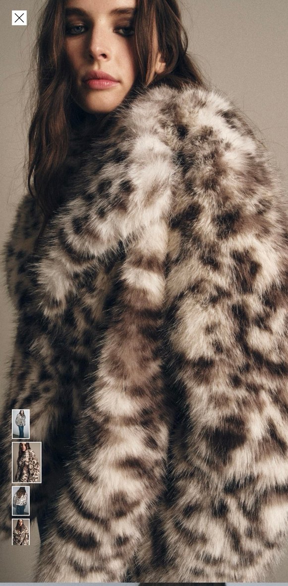 Leopar Desenli Gri Kadın Peluş Ceket - Görsel 2