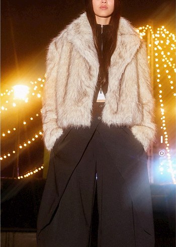 Gri Kürk Detaylı Deri Ceket - Görsel 4