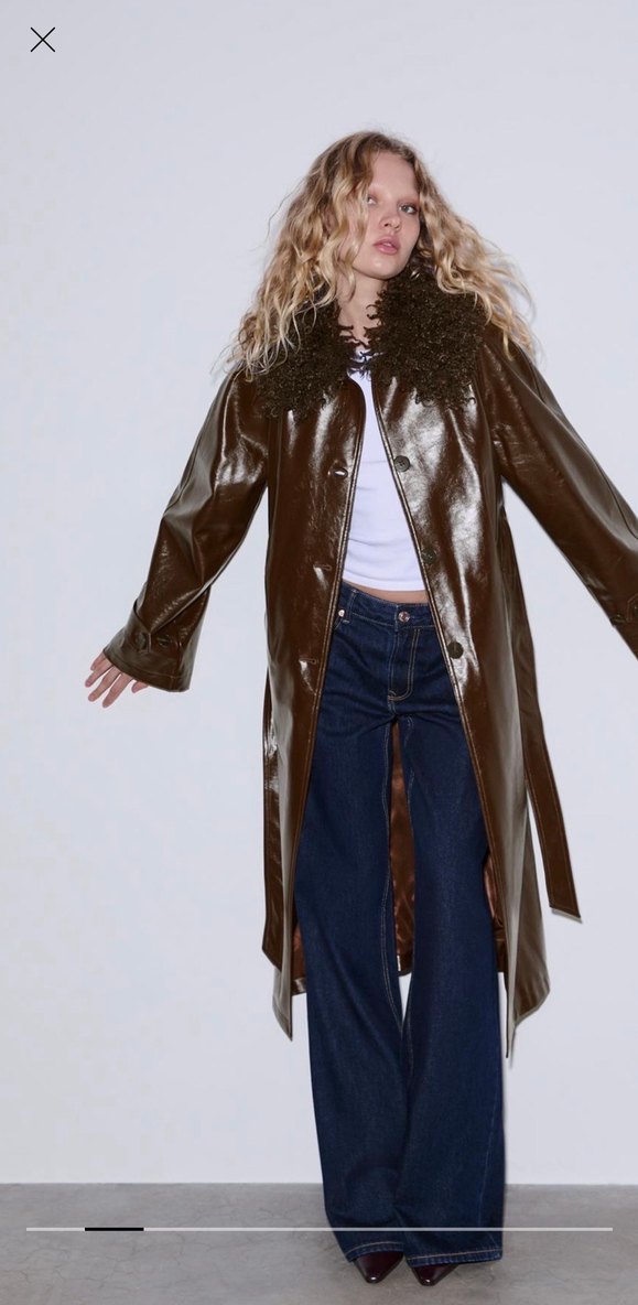 Kürklü Kahverengi Deri Kadın Trençkot - Görsel 2