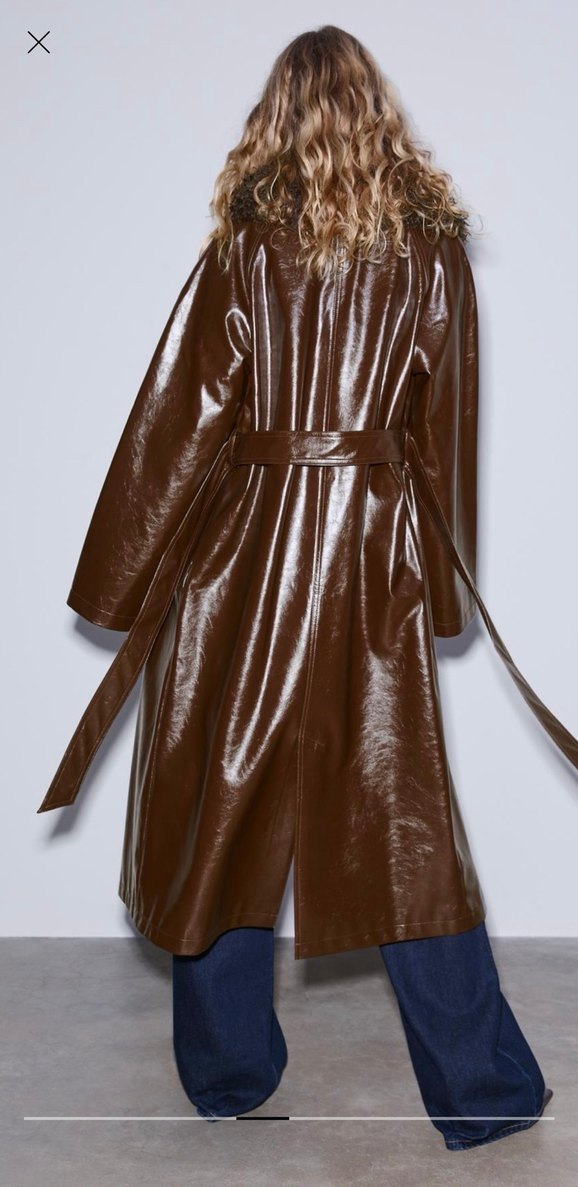 Kürklü Kahverengi Deri Kadın Trençkot - Görsel 5