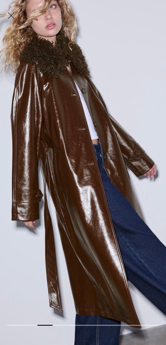 Kürklü Kahverengi Deri Kadın Trençkot - Görsel 3