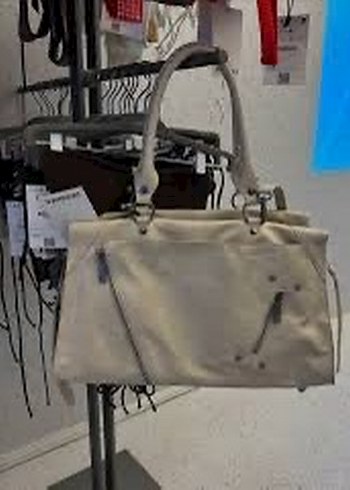 Bej Deri Kadın Çanta Tokalı Rock Punk - Görsel 4