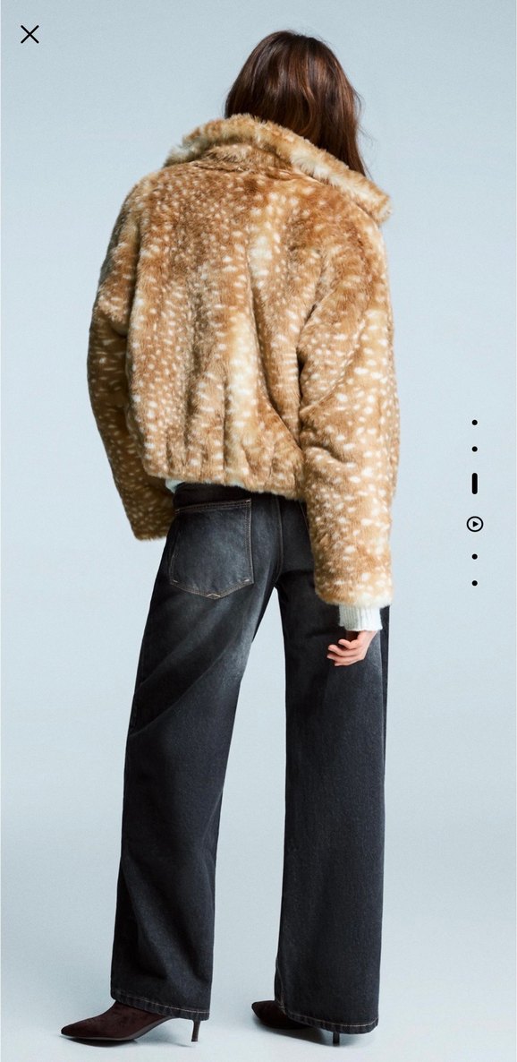 Leopar Desenli Bej Peluş Kadın Mont - Görsel 3