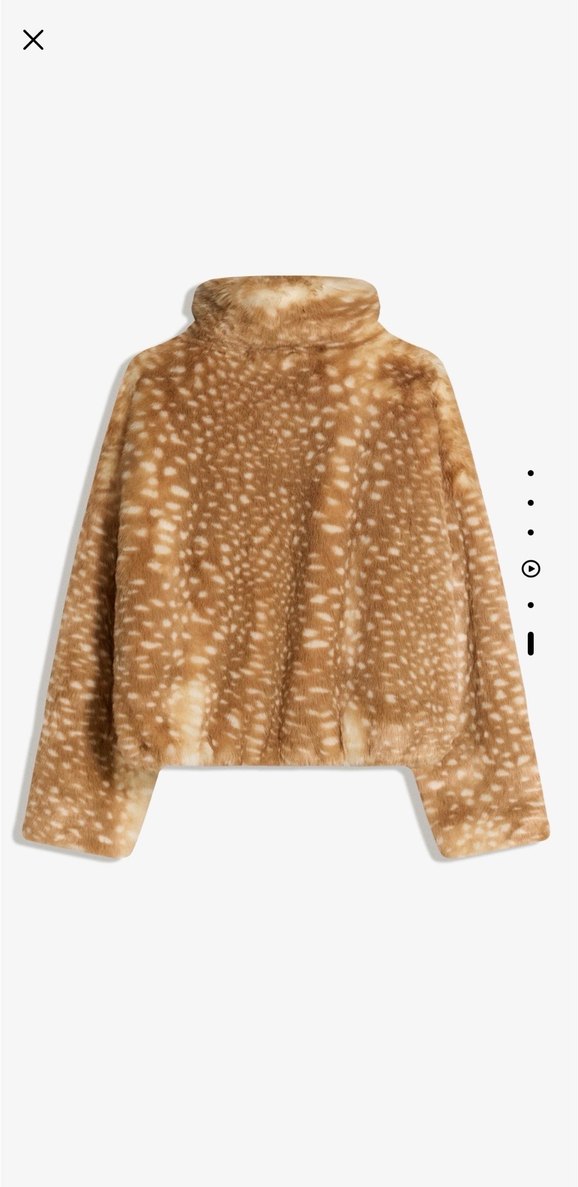 Leopar Desenli Bej Kadın Peluş Mont - Görsel 5