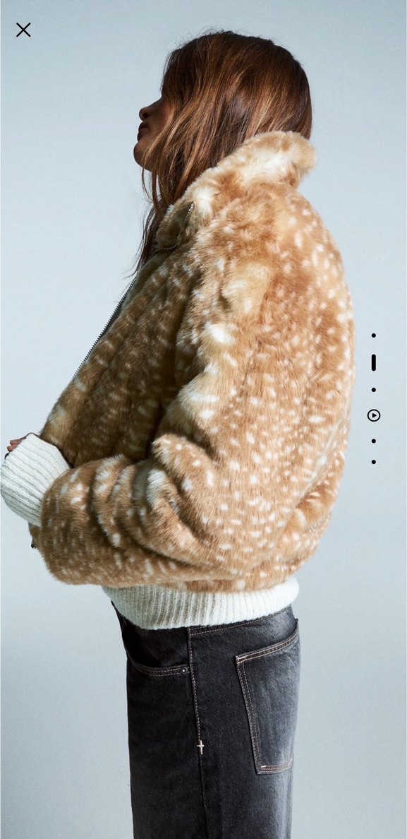 Leopar Desenli Bej Kadın Peluş Mont - Görsel 2