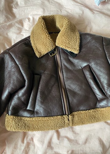 Zara Kahverengi Kürklü Deri Kadın Ceket
