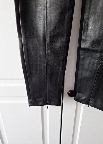 Siyah Deri Kadın Skinny Pantolon - Görsel 2