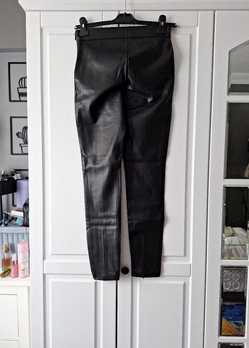 Siyah Deri Kadın Skinny Pantolon - Görsel 5