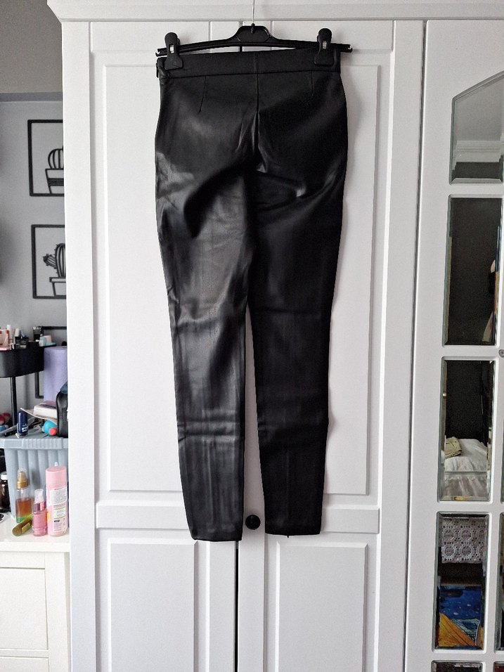 Siyah Deri Kadın Skinny Pantolon - Görsel 5